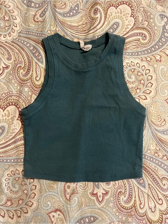 Tilly's Tops - Tillys Minimalist Ribbed Crop Tank Top Dark Teal Sleeveless Fitted Women’s S